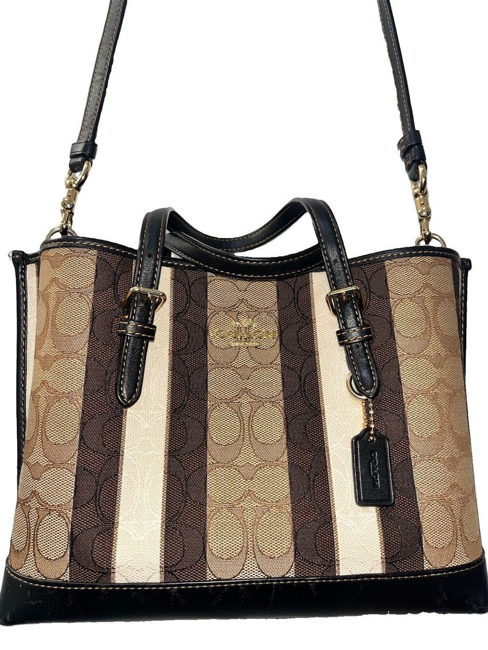 Coach Mollie 25 (Mini) Conv. Satchel, Brown-Multi Signature, Leather Trim C4086
